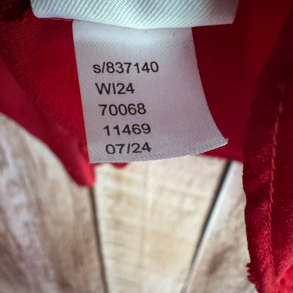 Ann Taylor Red Blouse Long Sleeve Textured Dot Holiday Valentine Workwear XLP - Picture 8 of 9